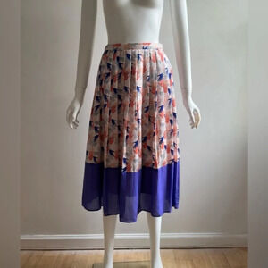 Corey silk midi color block printed pleated skirt, size 4